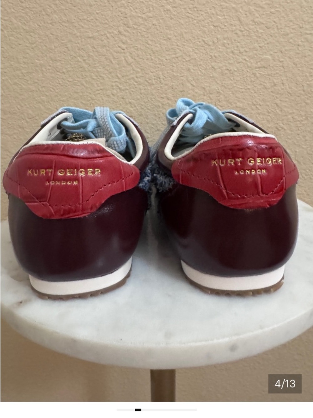 KURT GEIGER Casual Islington Denim Leather Logo Ornament Lace Up Sneakers Sz 11 - Picture 5 of 5